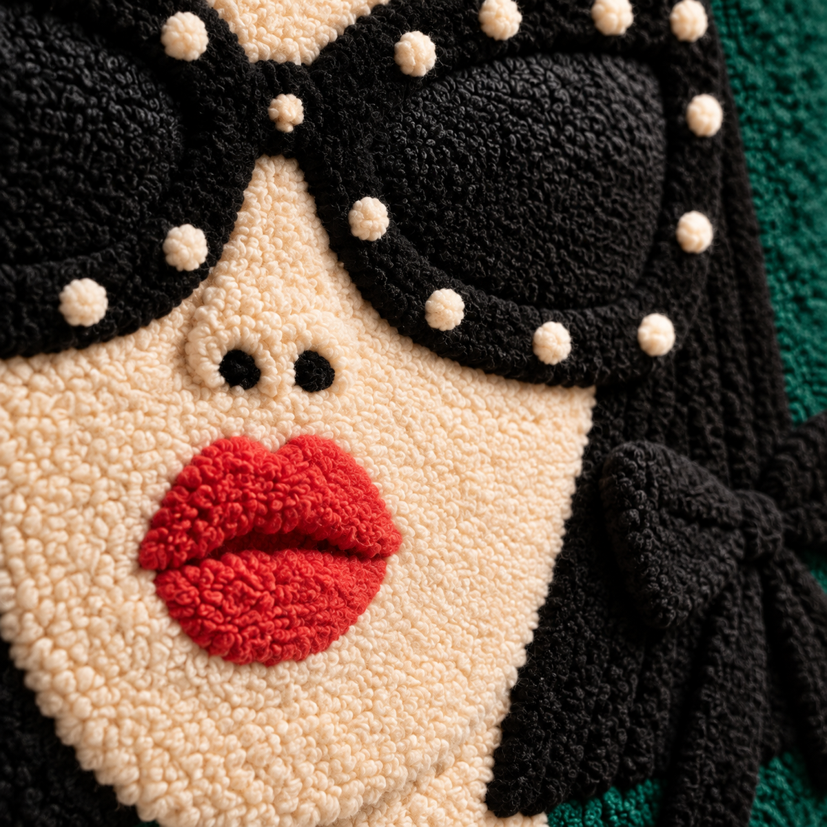 Emerald Cat Eye — tufted wool texture detail