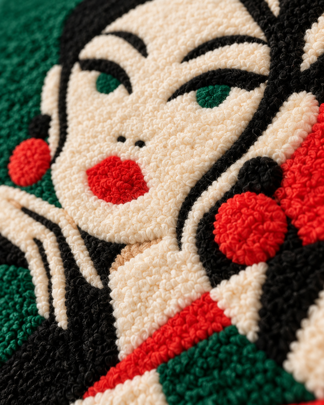 Emerald Deco Muse — tufted wool texture detail
