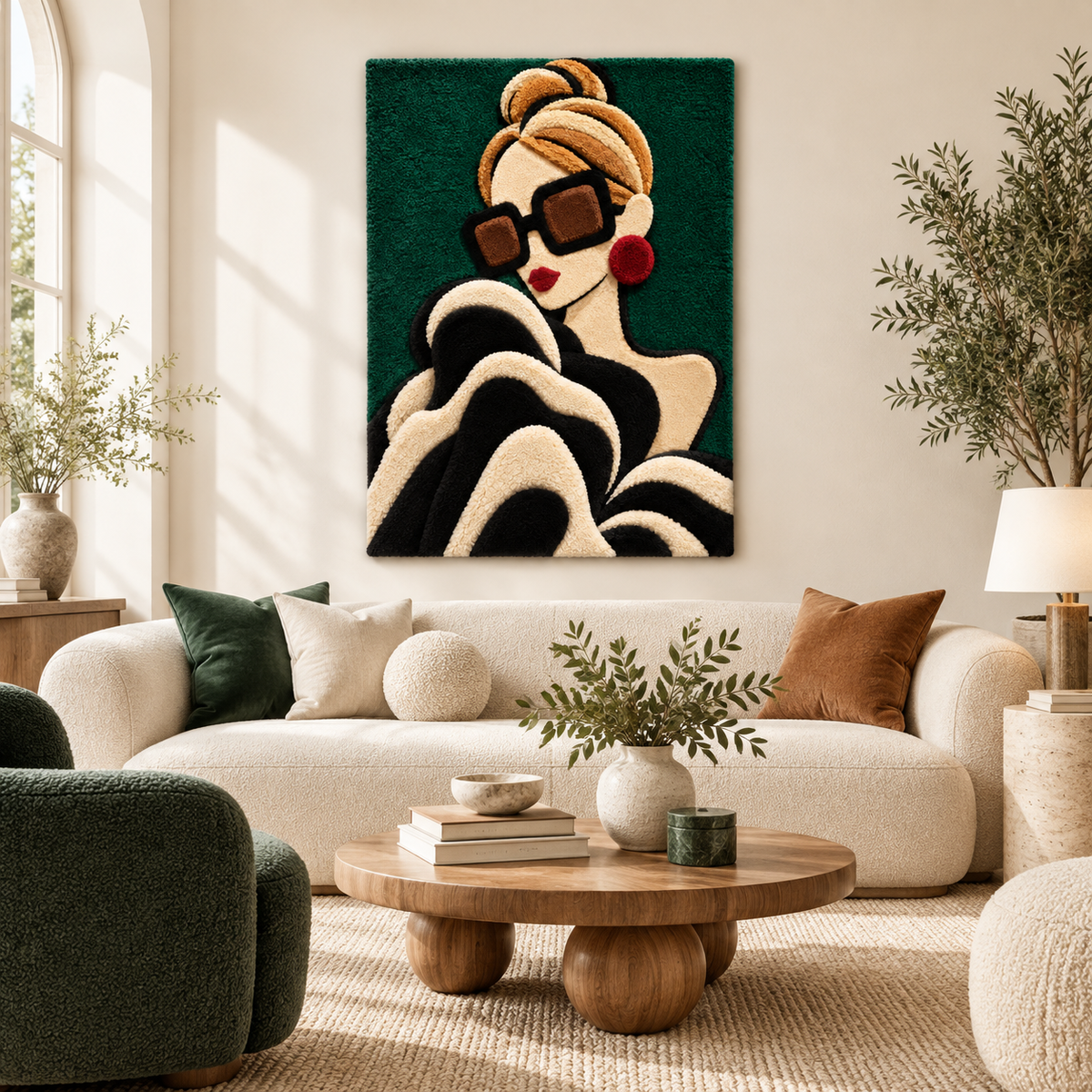 Emerald Evening Graphic Ruffles — front-facing room scene [room-front]