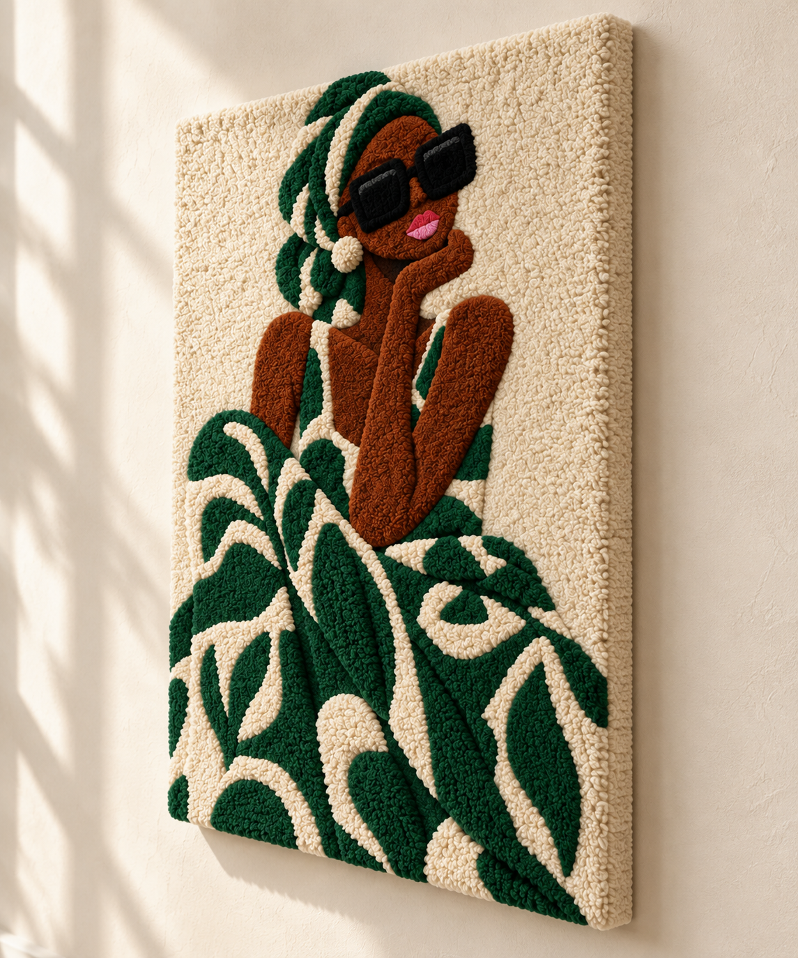 Emerald Headwrap Muse — angled relief view
