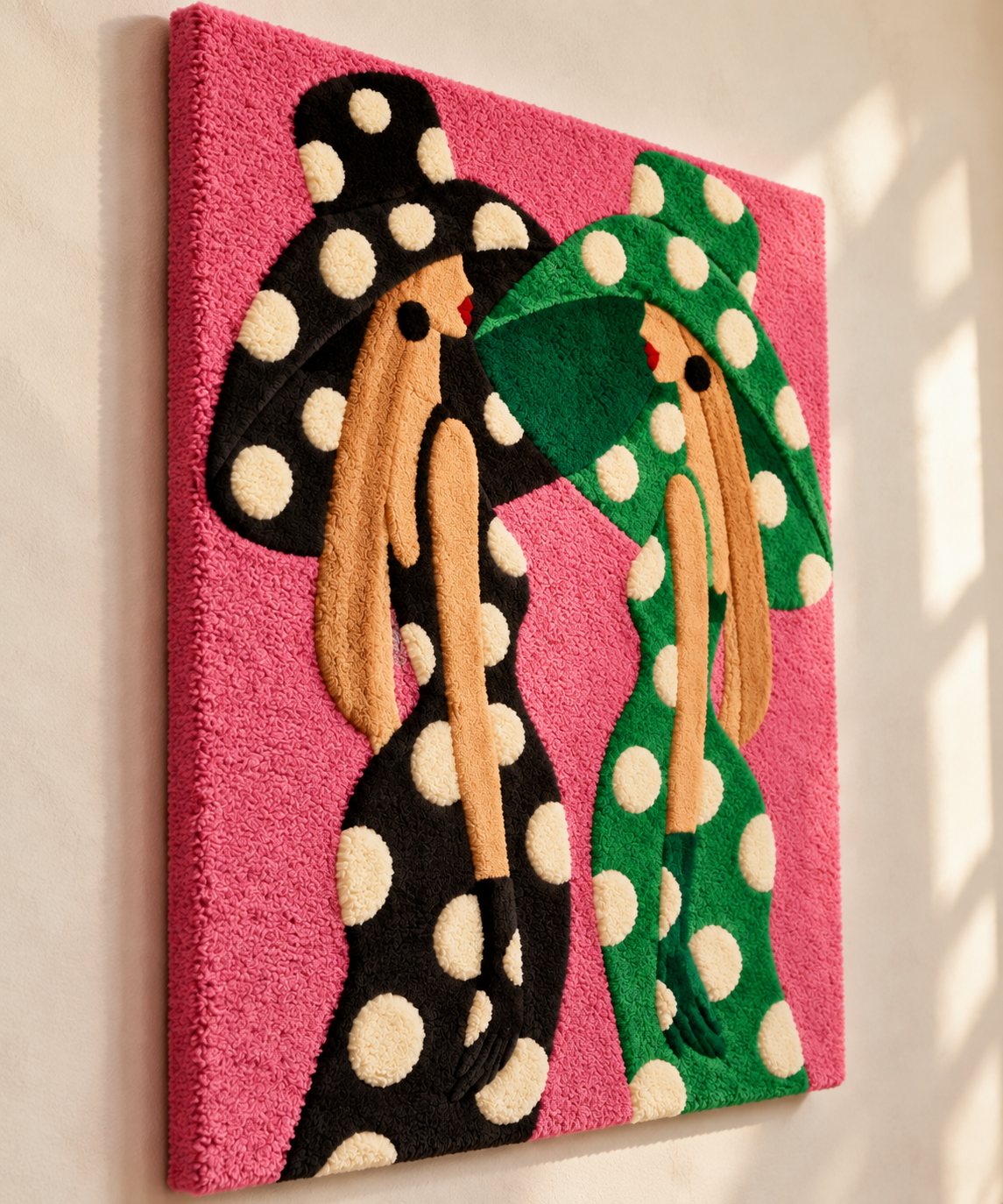 Emerald Polka Dot Companions — angled relief view