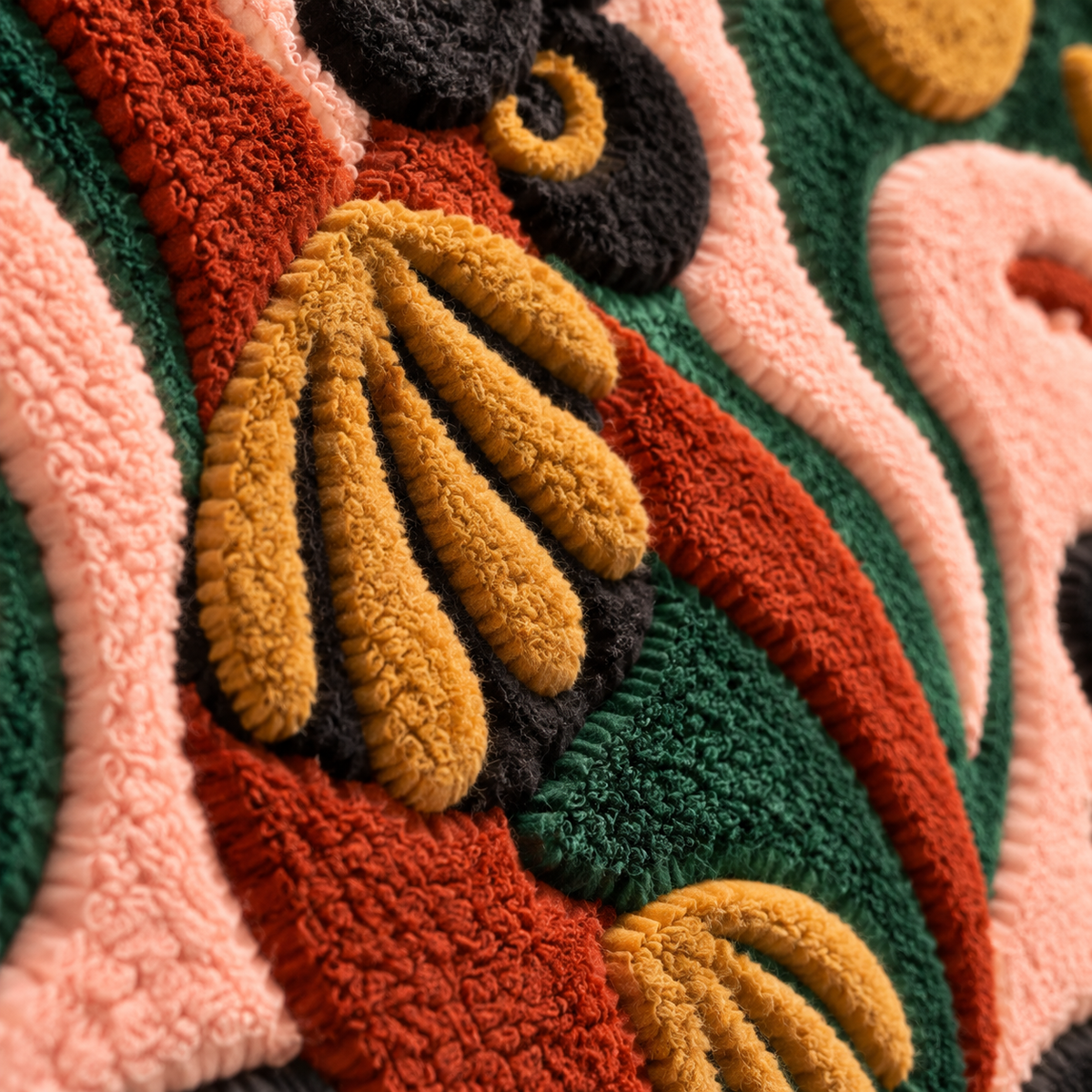 Emerald Rhythm — tufted wool texture detail