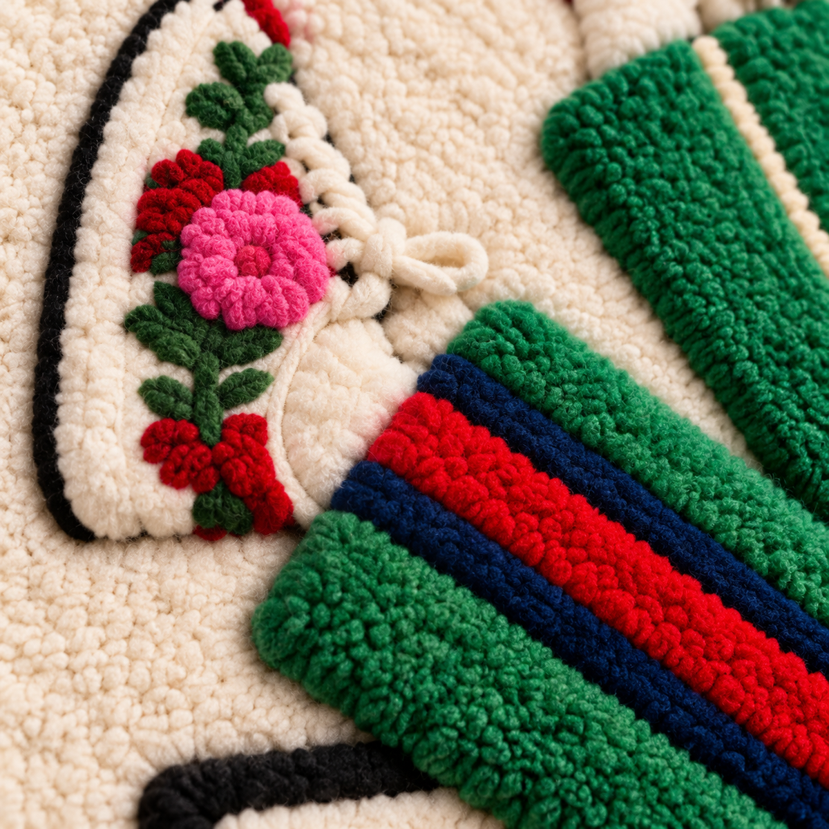 Emerald Shopping Daydream — tufted wool texture detail