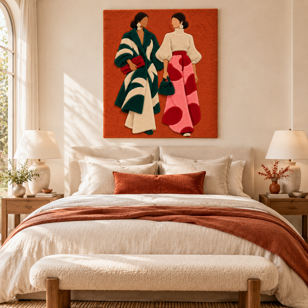Emerald Stripes Rose Companions — room setting