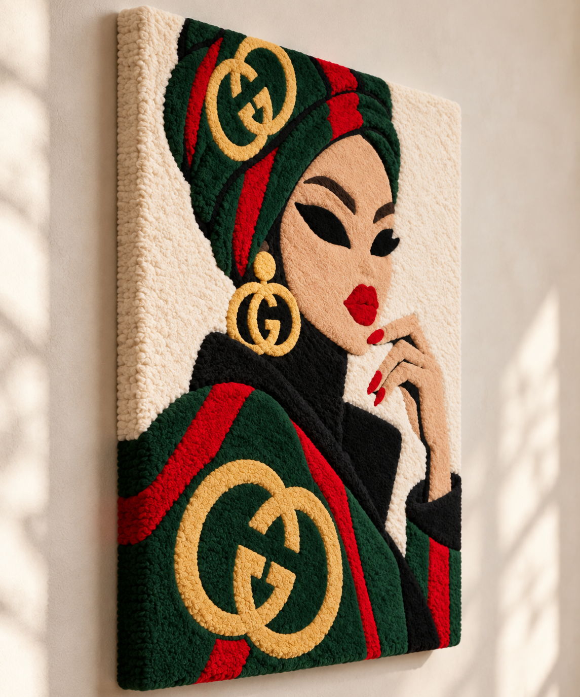 Emerald Wrap Scarlet Poise — angled relief view
