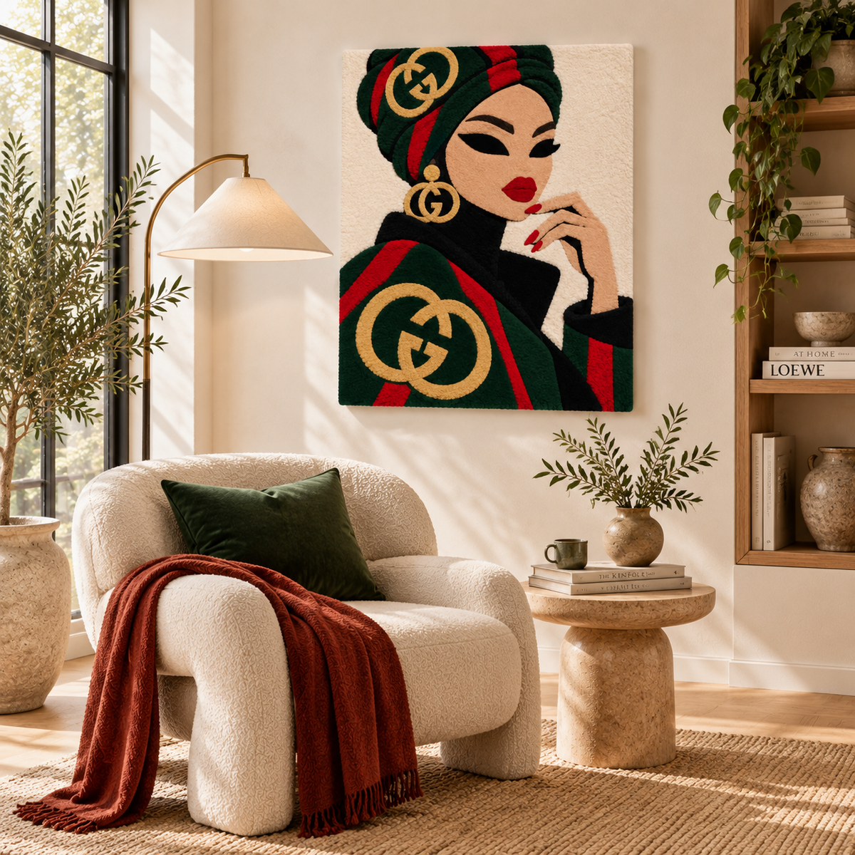 Emerald Wrap Scarlet Poise — room setting