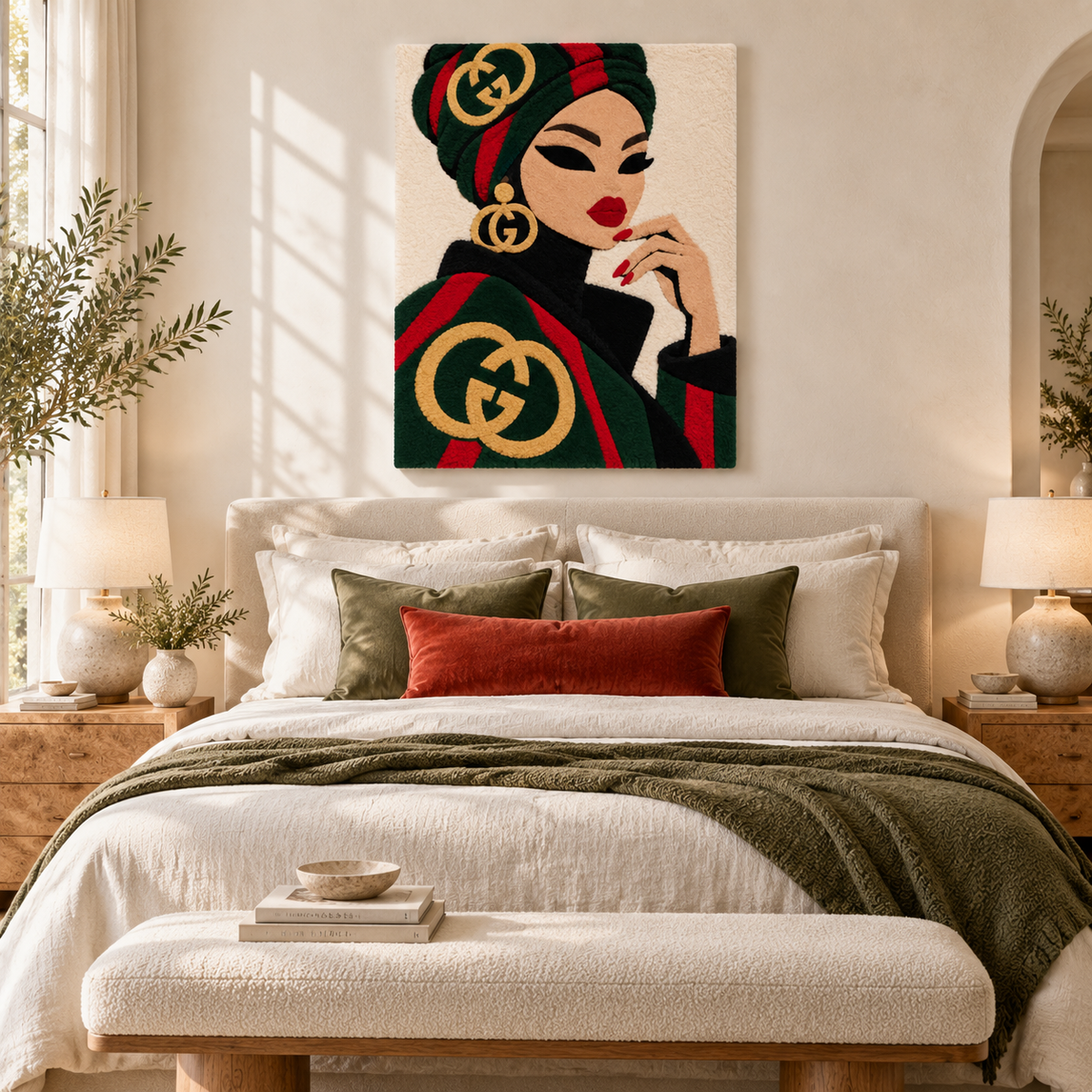 Emerald Wrap Scarlet Poise — room setting