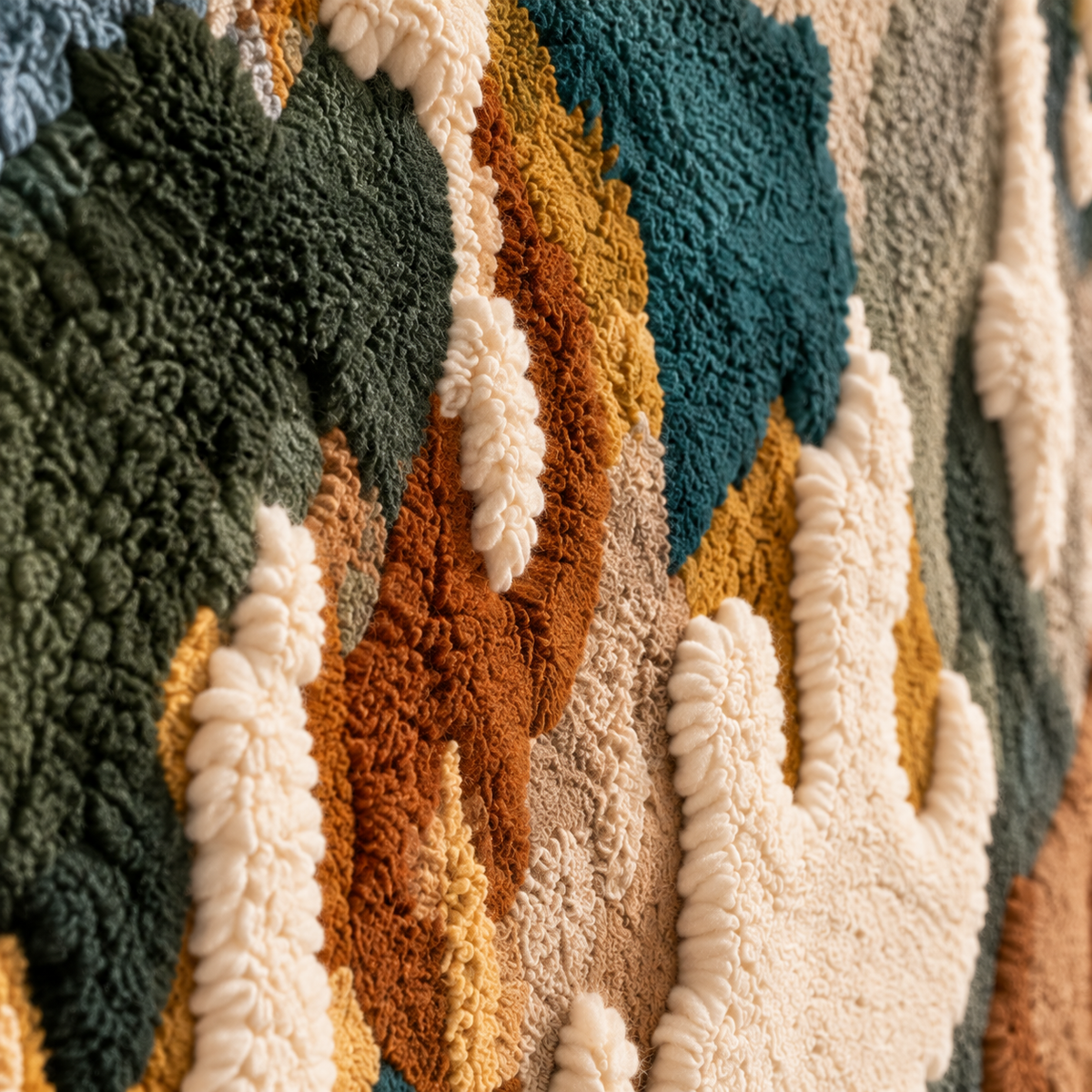 Evergreen Cascade — tufted wool texture detail