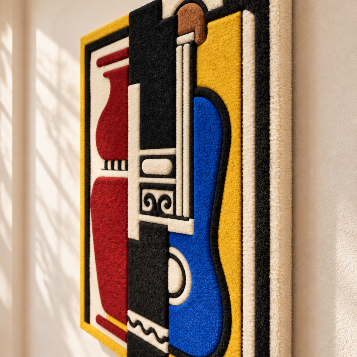 Blue Guitar and Vase by Fernand Léger — angled relief view