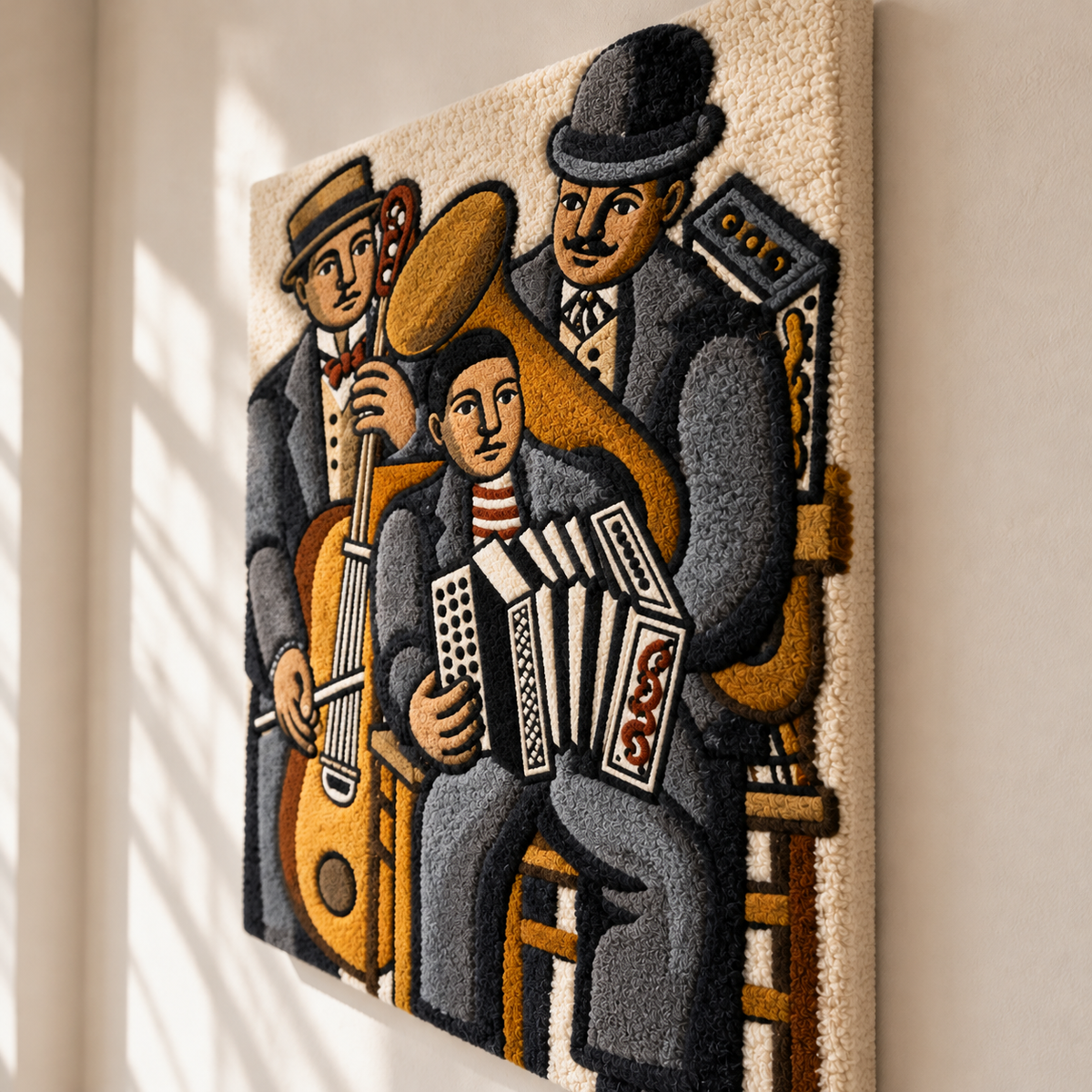 Three Musicians by Fernand Léger — angled relief view