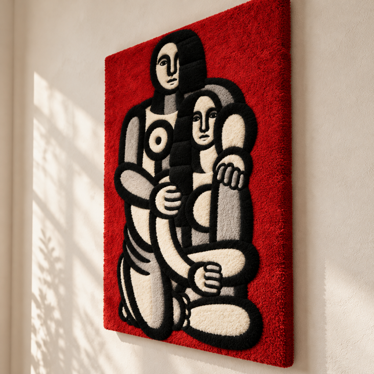 Two Figures, Nude on a Red Ground by Fernand Léger — angled relief view