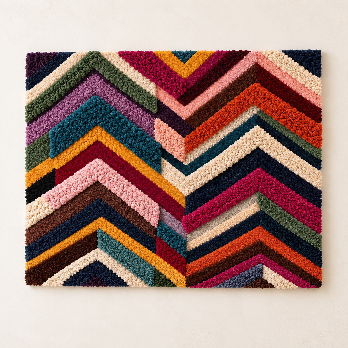 Hewn Earth Festival Chevron Weave wall art featuring a chevron pattern in neutral tones on a textured surface.