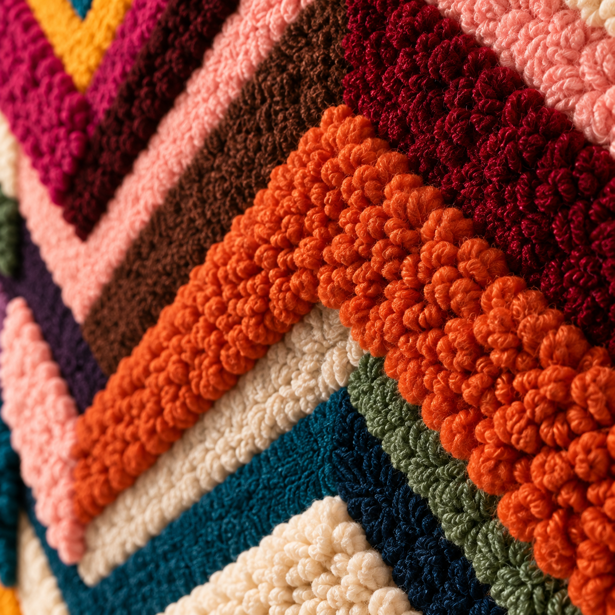 Close-up of Hewn Earth Festival Chevron Weave wall art showcasing intricate chevron pattern and textured fabric detail.