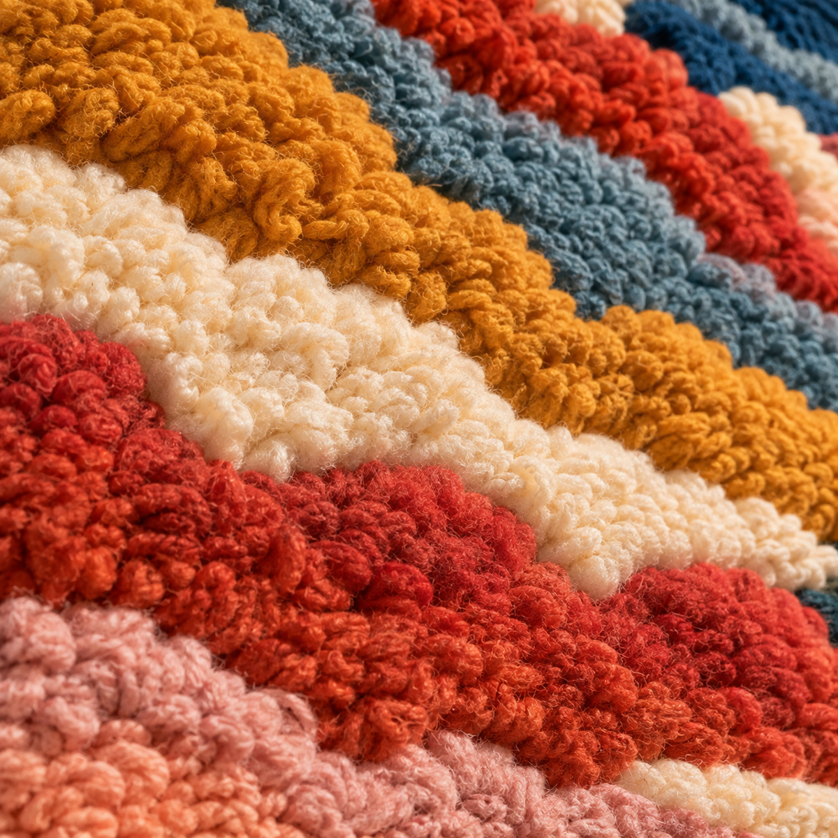 Firelight Across Still Water — tufted wool texture detail