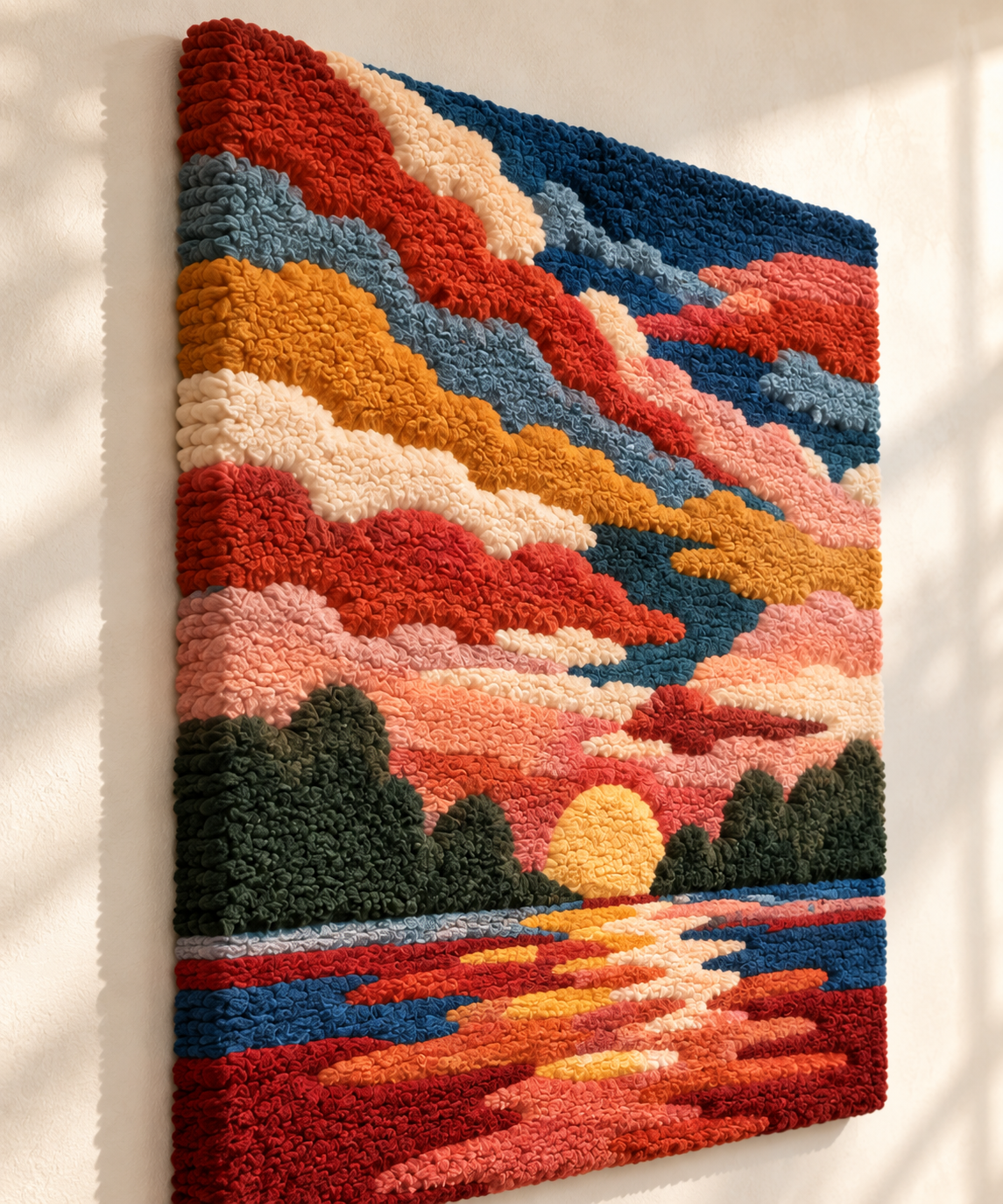 Firelight Across Still Water — angled relief view