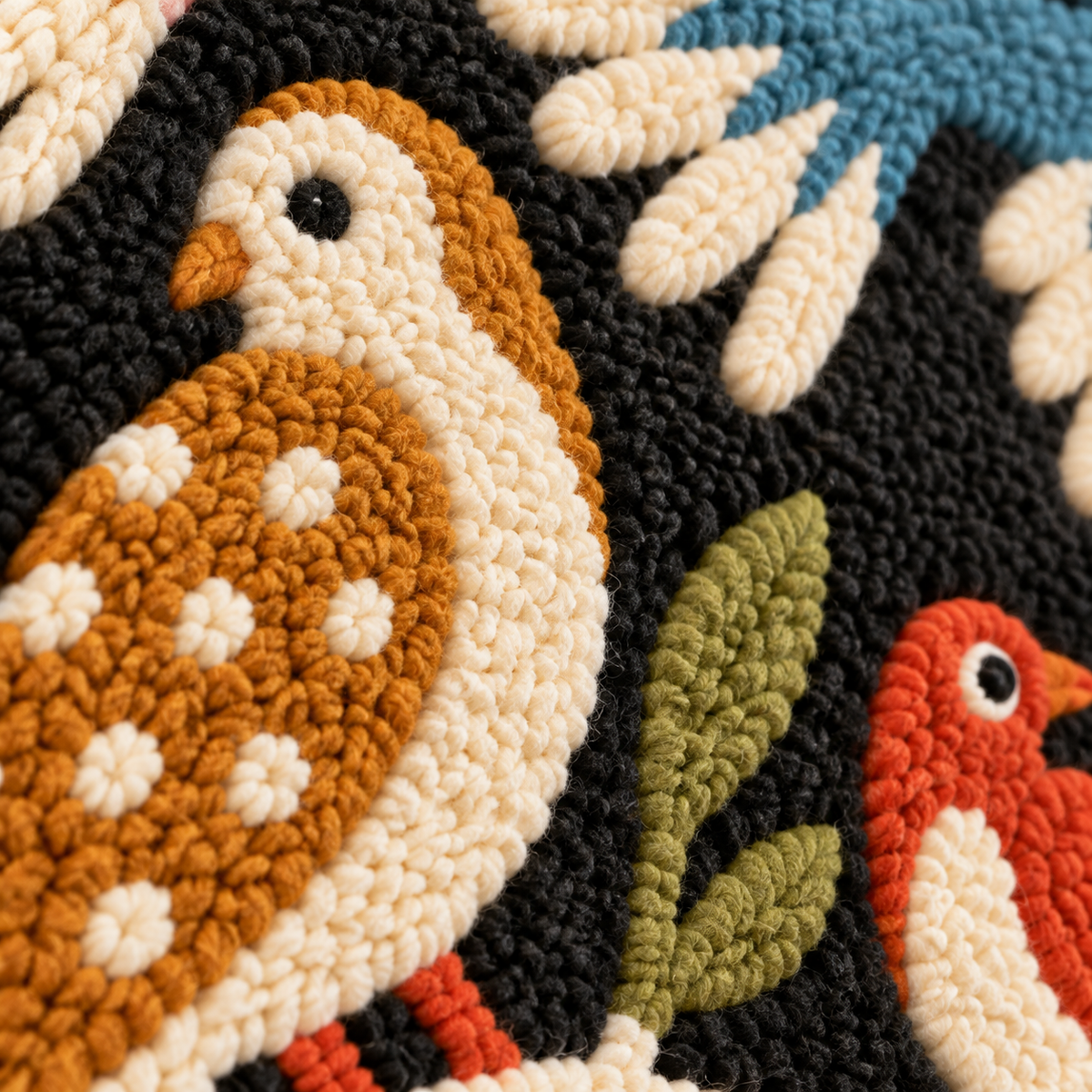 Flock Beneath a Velvet Sky — tufted wool texture detail