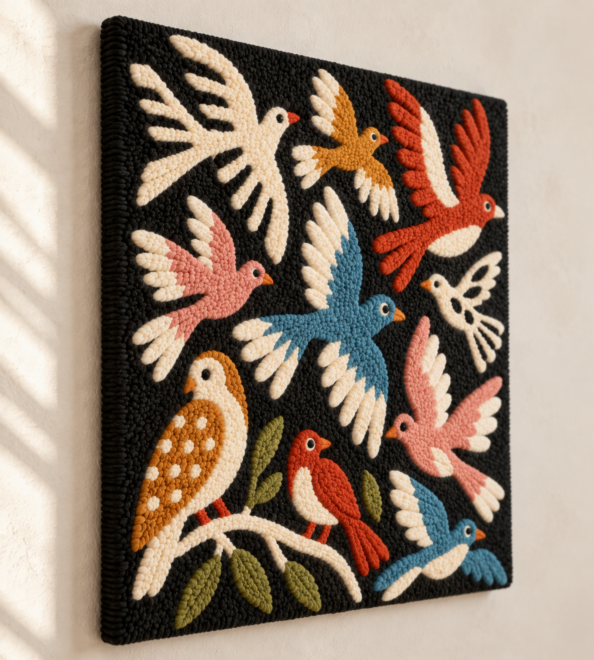 Flock Beneath a Velvet Sky — angled relief view