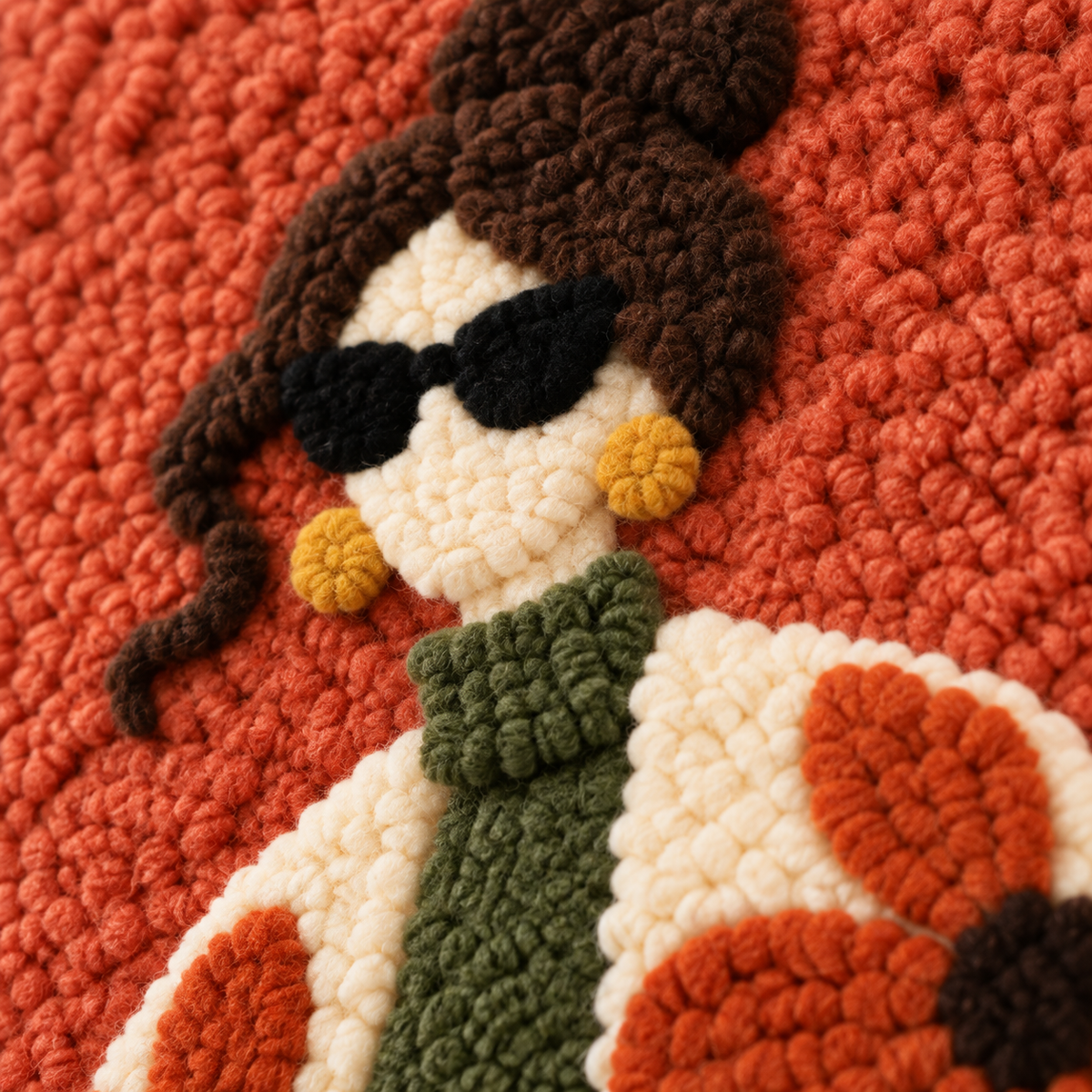 Floral Coat and Little Companion — tufted wool texture detail