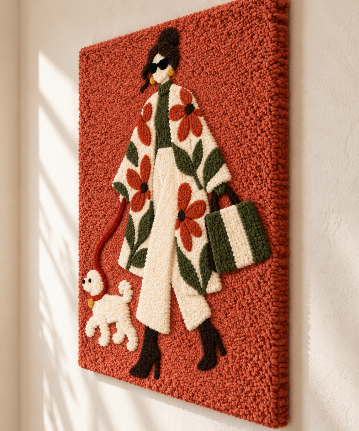 Floral Coat and Little Companion — angled relief view