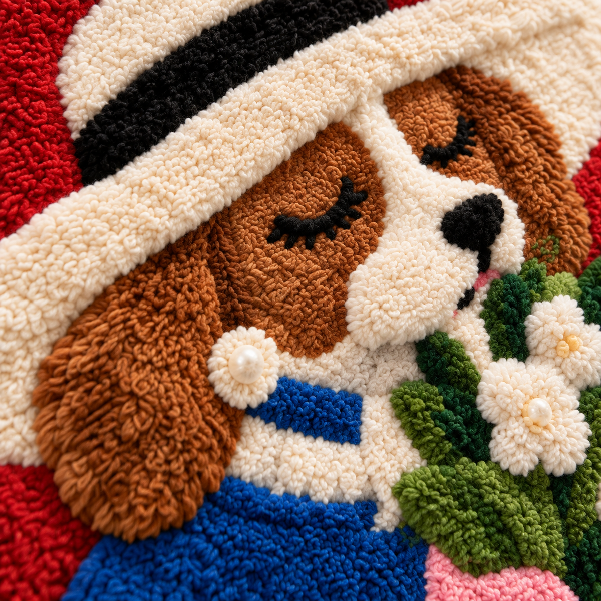 Flowers for a Striped Spaniel — tufted wool texture detail