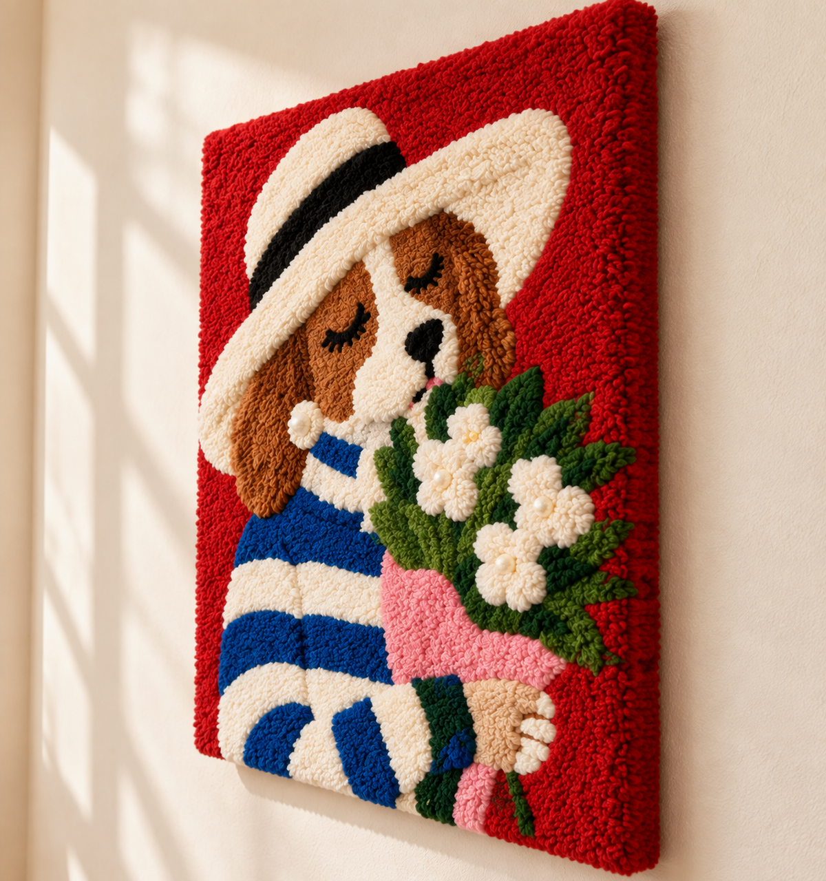 Flowers for a Striped Spaniel — angled relief view