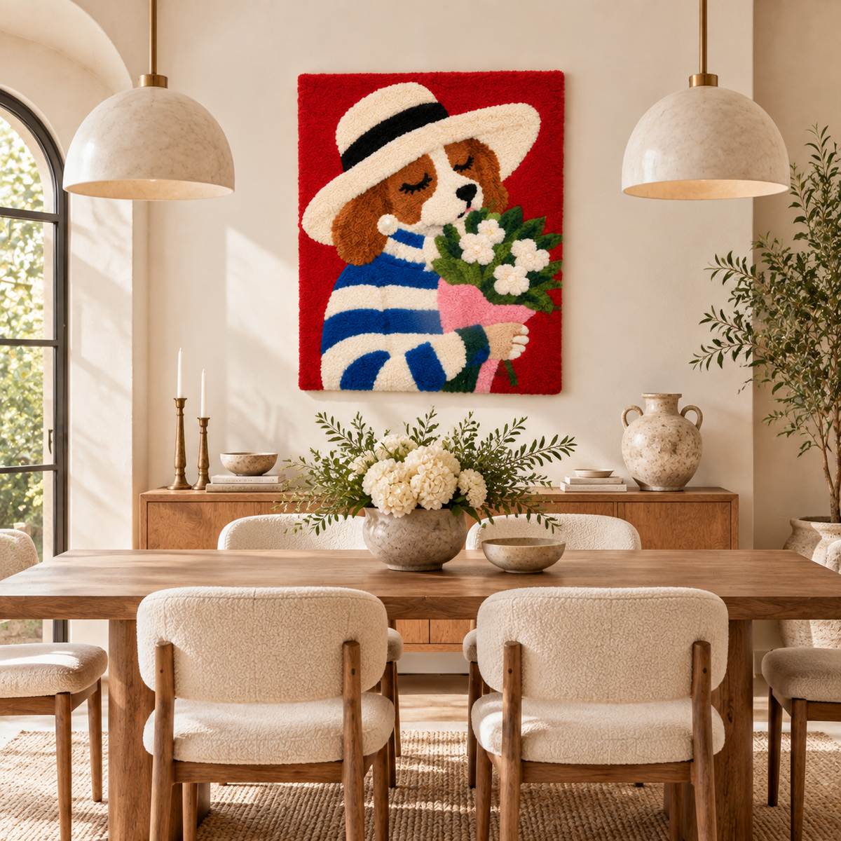 Flowers for a Striped Spaniel — room setting