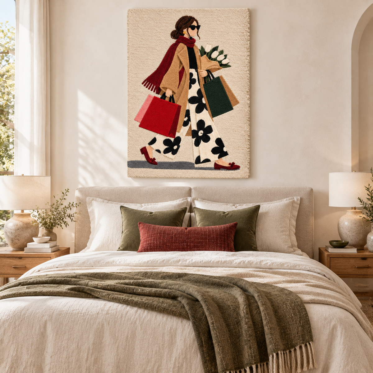 Hewn Earth wall art featuring a beautiful floral design with vibrant flowers on a neutral background.