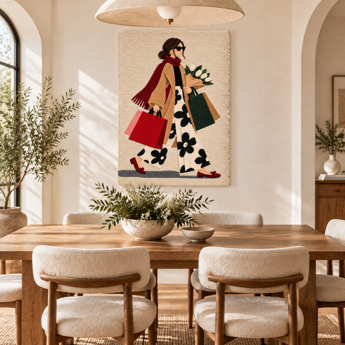 Hewn Earth wall art featuring vibrant flowers on a path, ideal for home decor and floral-themed interior design.