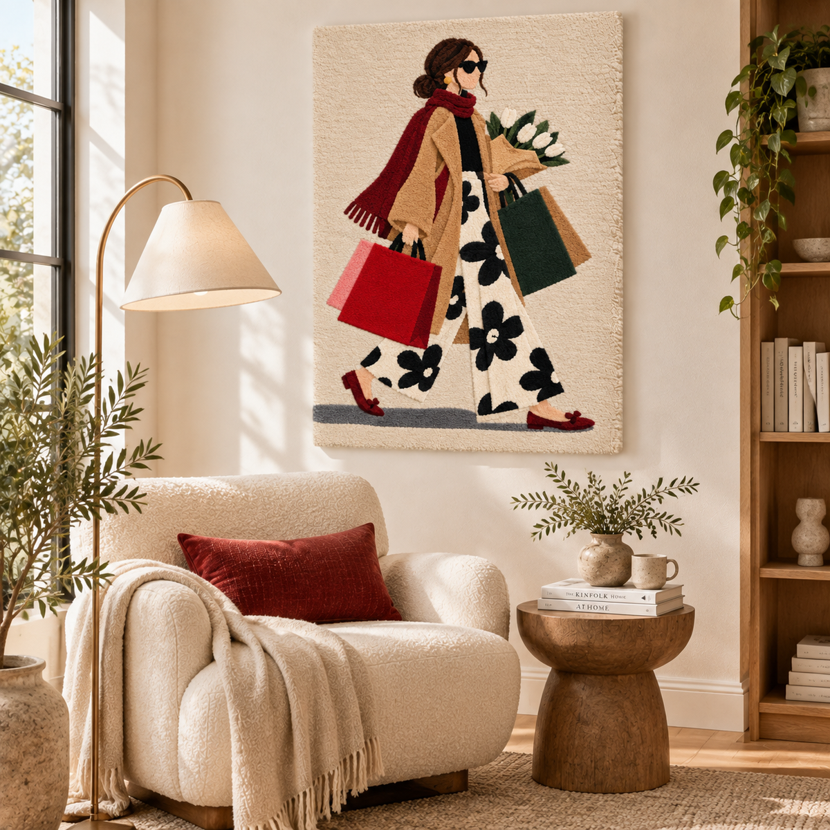 Hewn Earth wall art featuring vibrant flowers on a path, suitable for home decor and wall decoration.