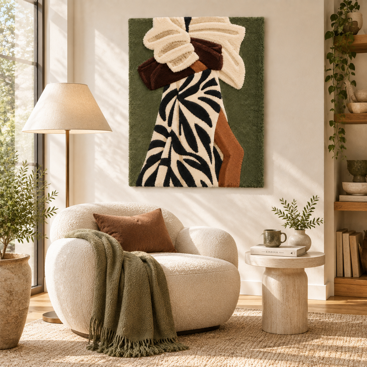 Folded Arms and Leaf Print — room setting 2