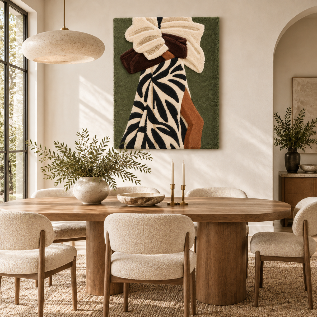Folded Arms and Leaf Print — room setting 3