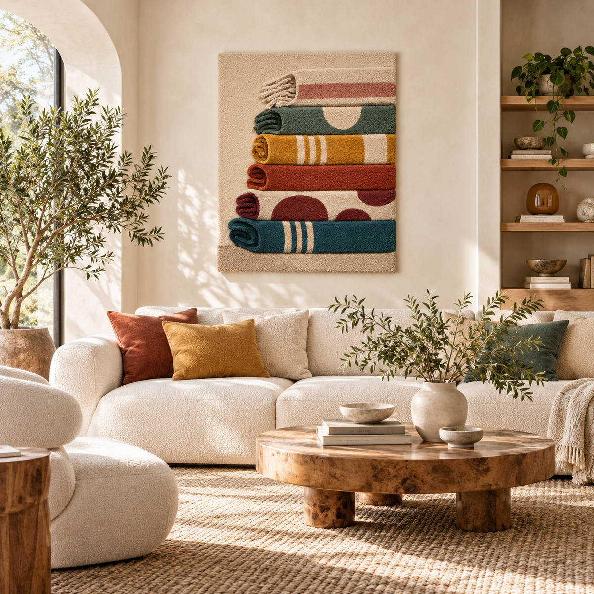 Hewn Earth Folded Textile Color Study wall art showcasing vibrant, folded fabric with rich color variations and textured details.
