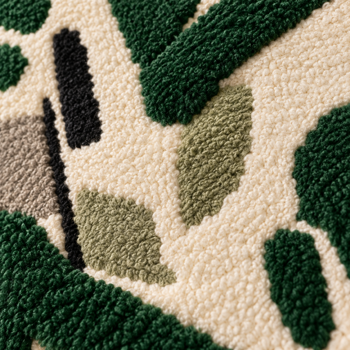 Forest Green Gestures — tufted wool texture detail