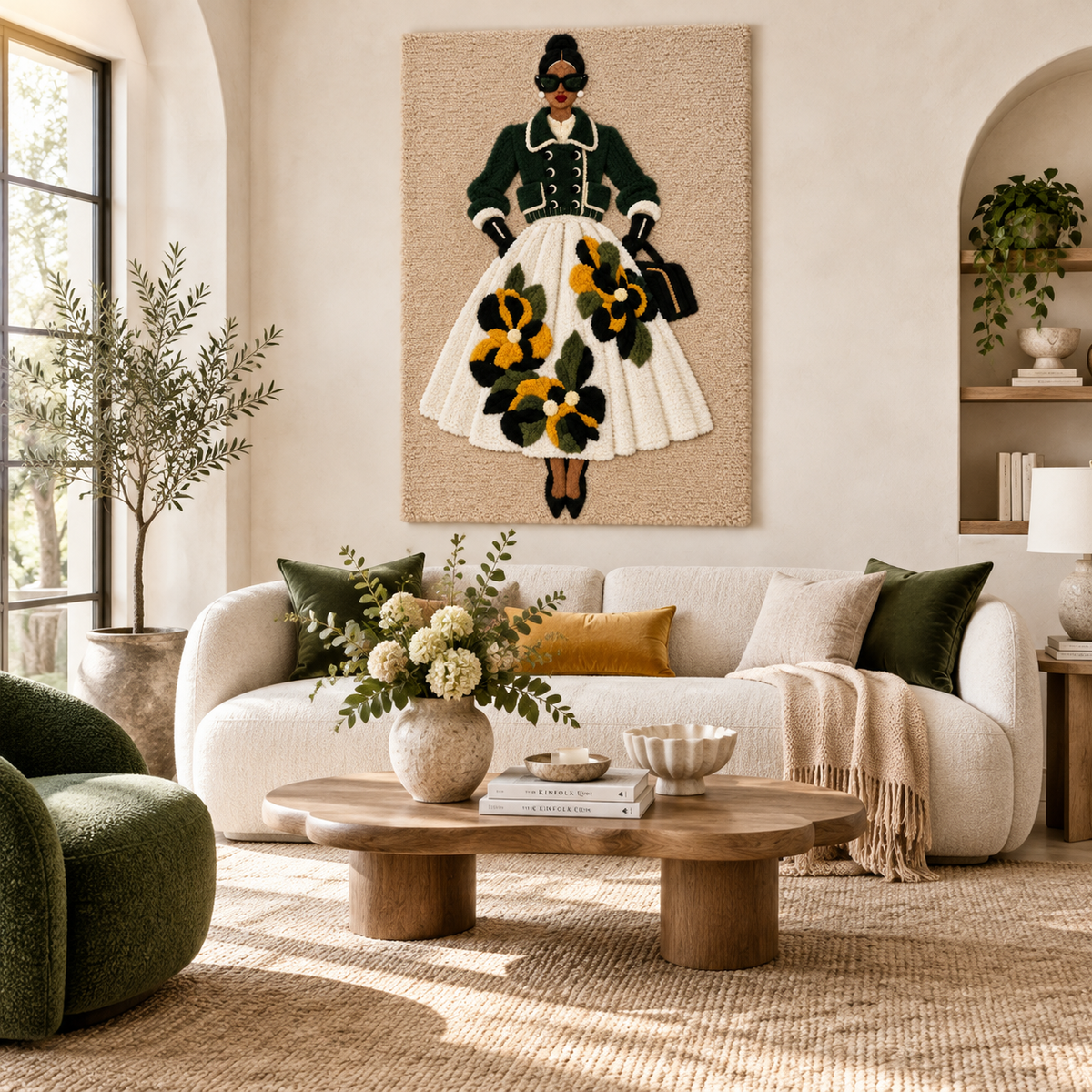 Forest Jacket Golden Blossoms — front-facing room scene [room-front]