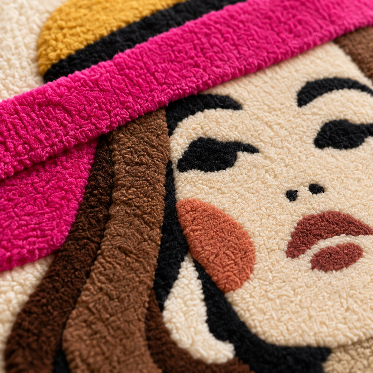 Fuchsia Brim Muse — tufted wool texture detail