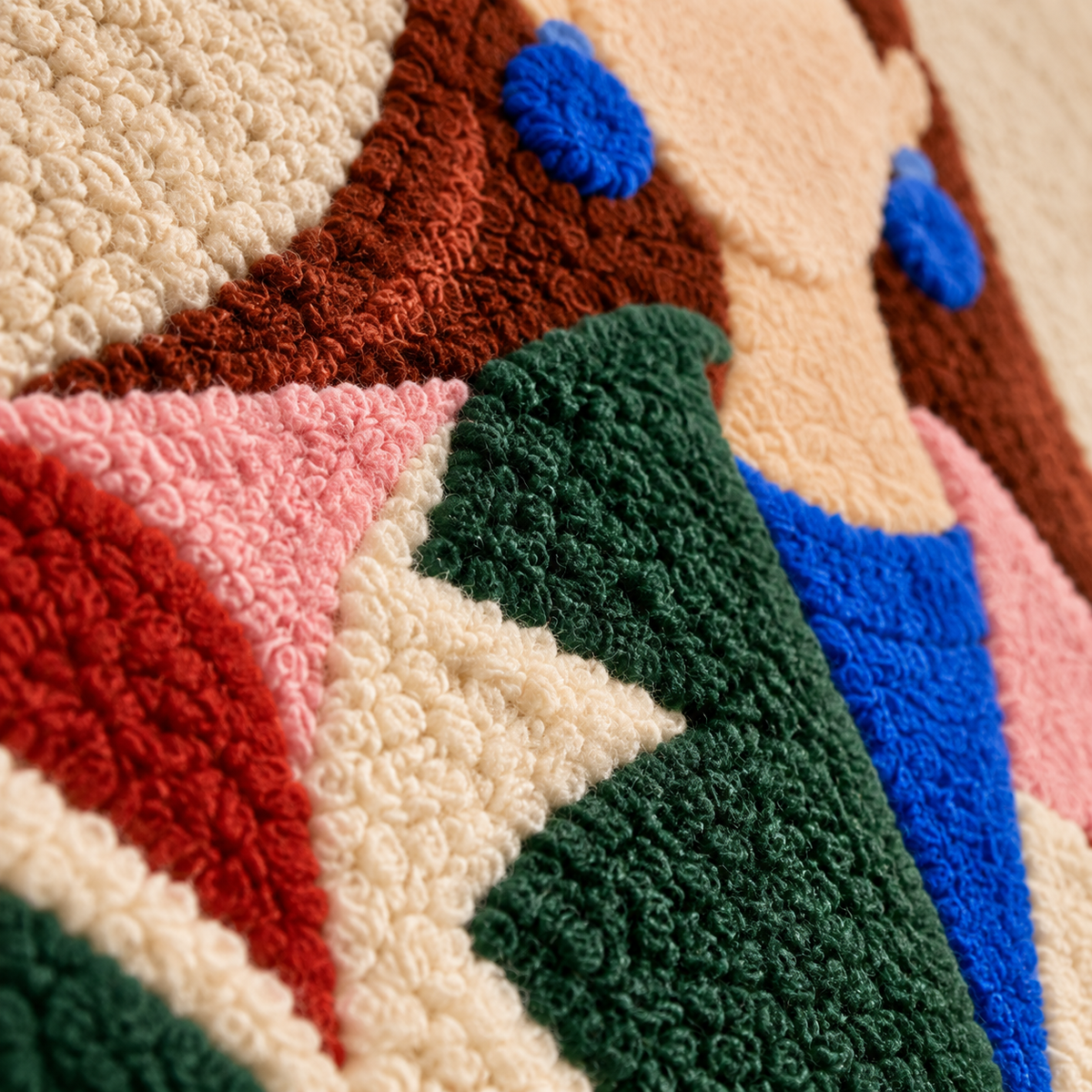 Garden Arcs Statement Coat — tufted wool texture detail