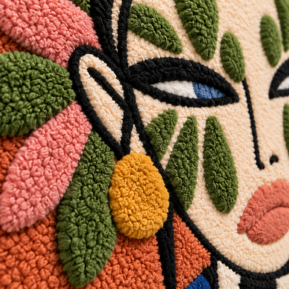Garden Mask Muse — tufted wool texture detail