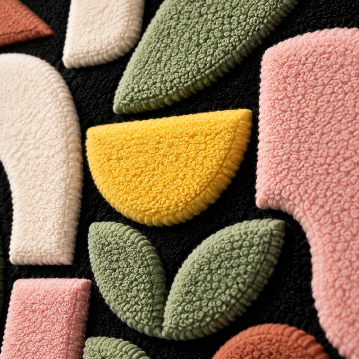 Garden of Simple Shapes — tufted wool texture detail
