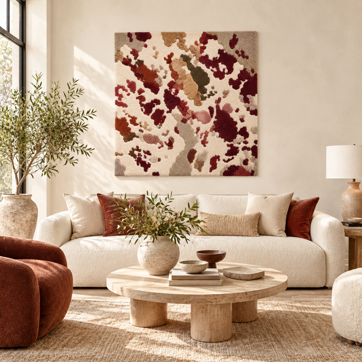 Garnet Mineral Bloom — front-facing room scene