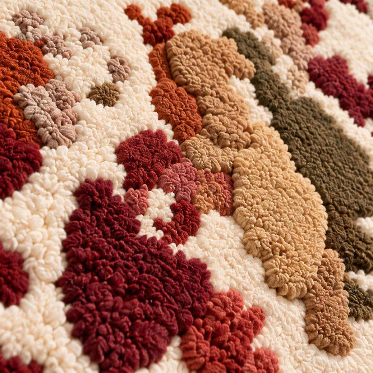 Garnet Mineral Bloom — tufted wool texture detail