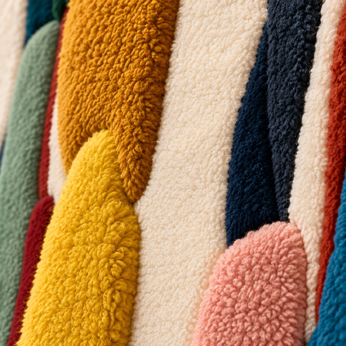 Gathered Color Strokes — tufted wool texture detail