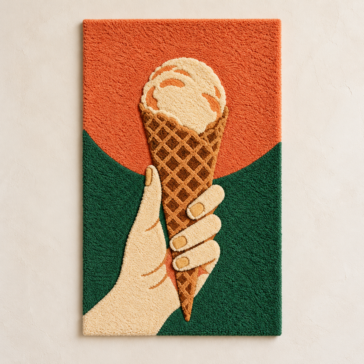 Hewn Earth Gelato Summer Hand wall art featuring a colorful hand illustration on a light background.