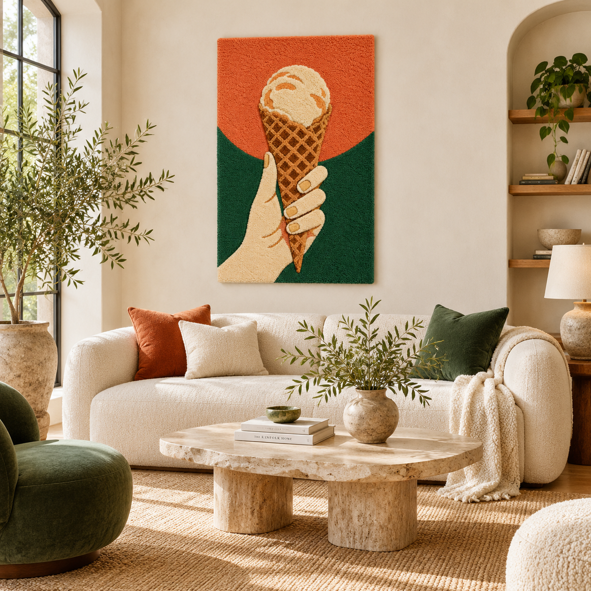 Hewn Earth Gelato Summer Hand wall art featuring a colorful, abstract hand design for modern home decor.