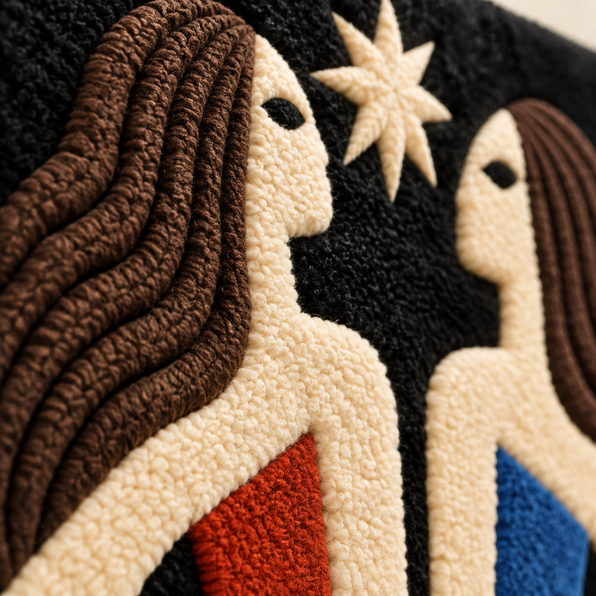 Gemini Star Sisters — tufted wool texture detail