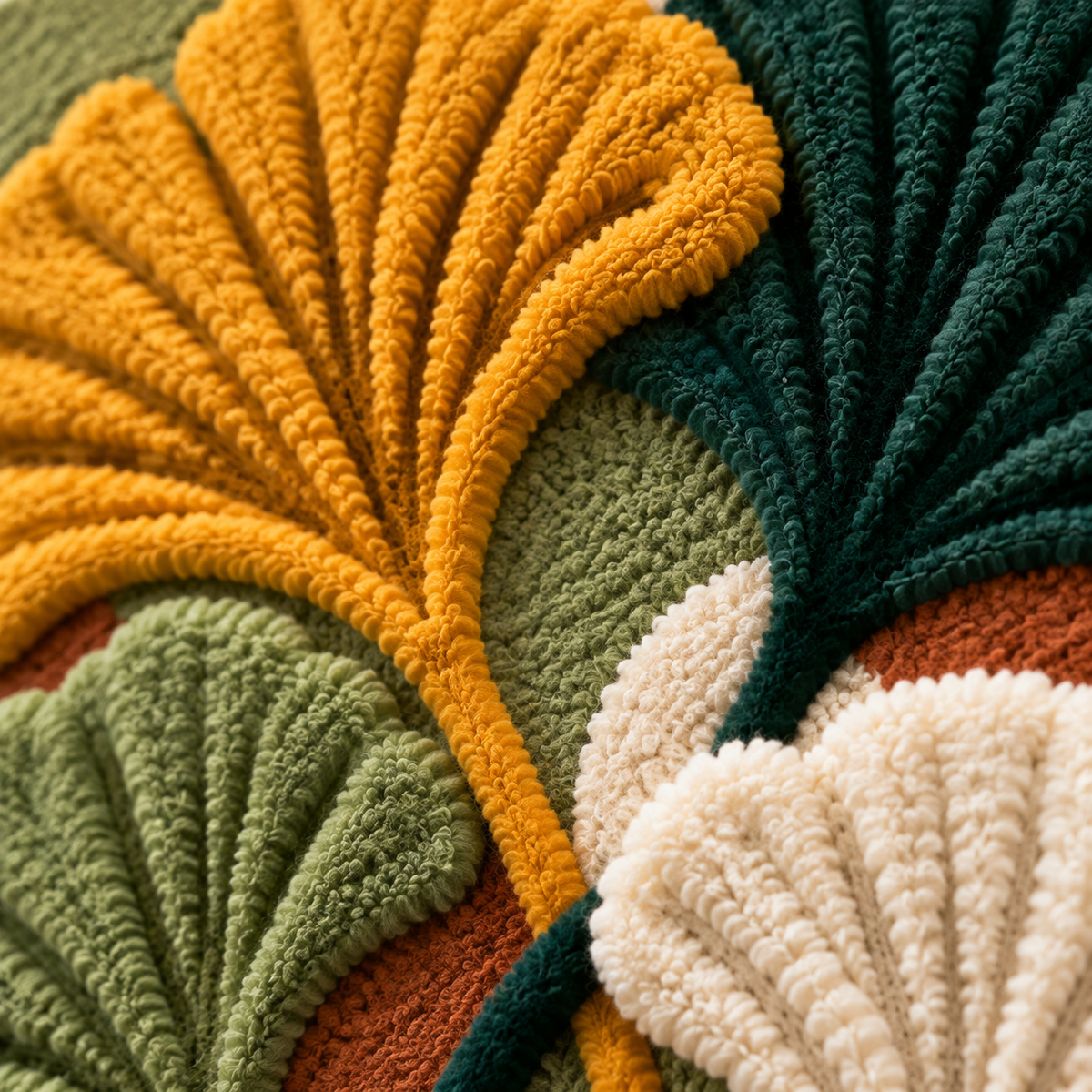 Ginkgo in Gold — tufted wool texture detail