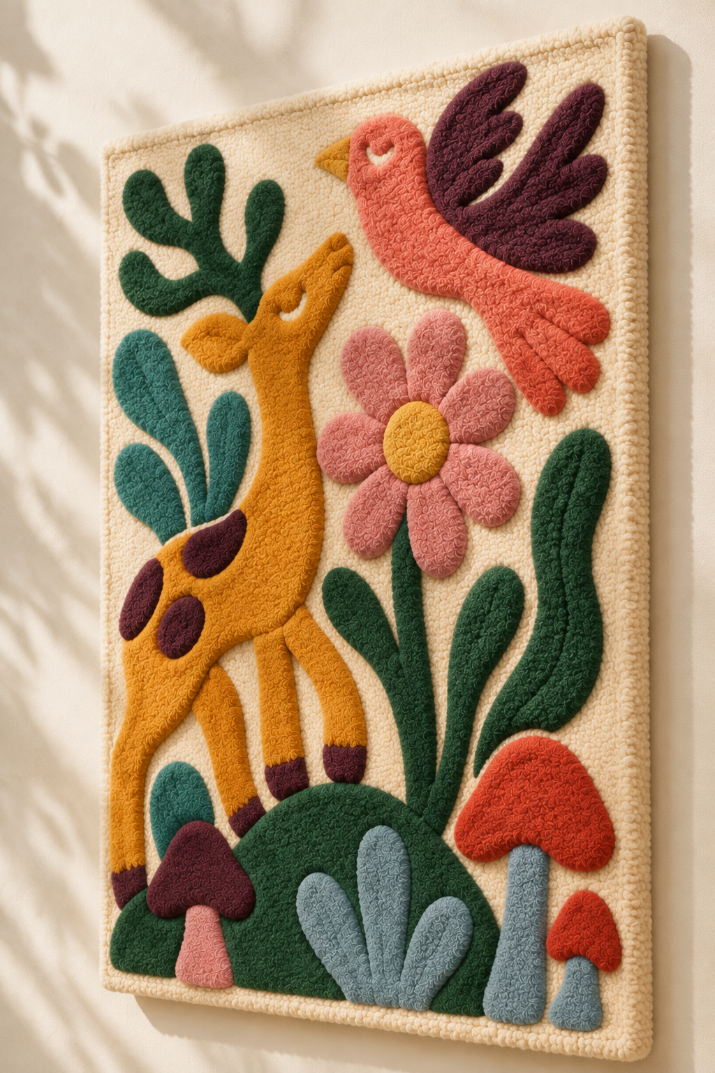 Giraffe in a Singing Garden — angled relief view