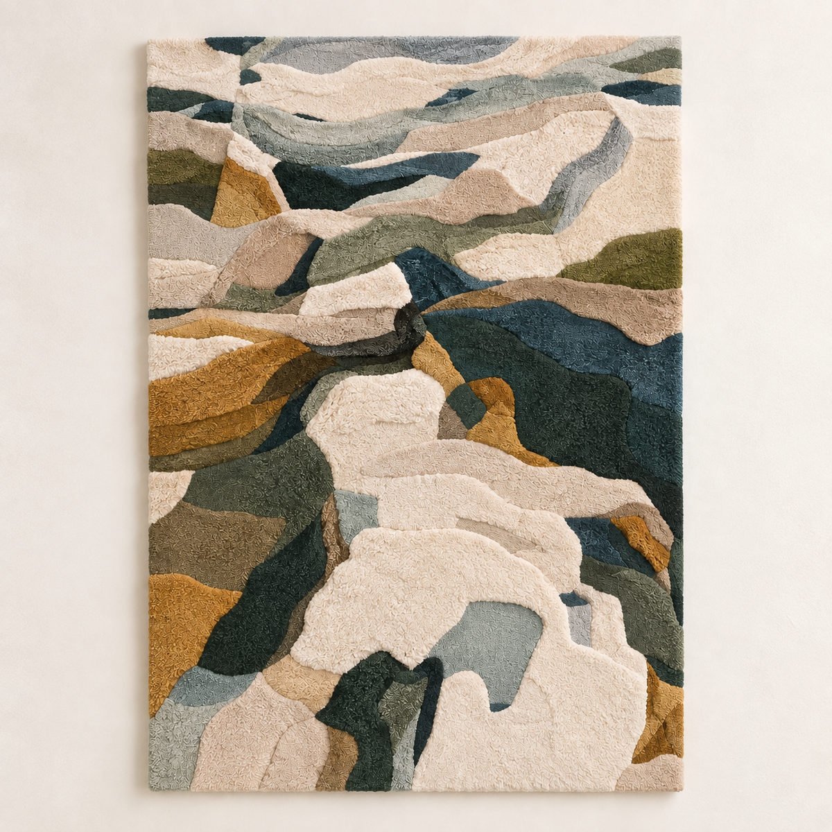 Hewn Earth Glacial Stone Passage wall art featuring cool-toned abstract stone design on a light background.
