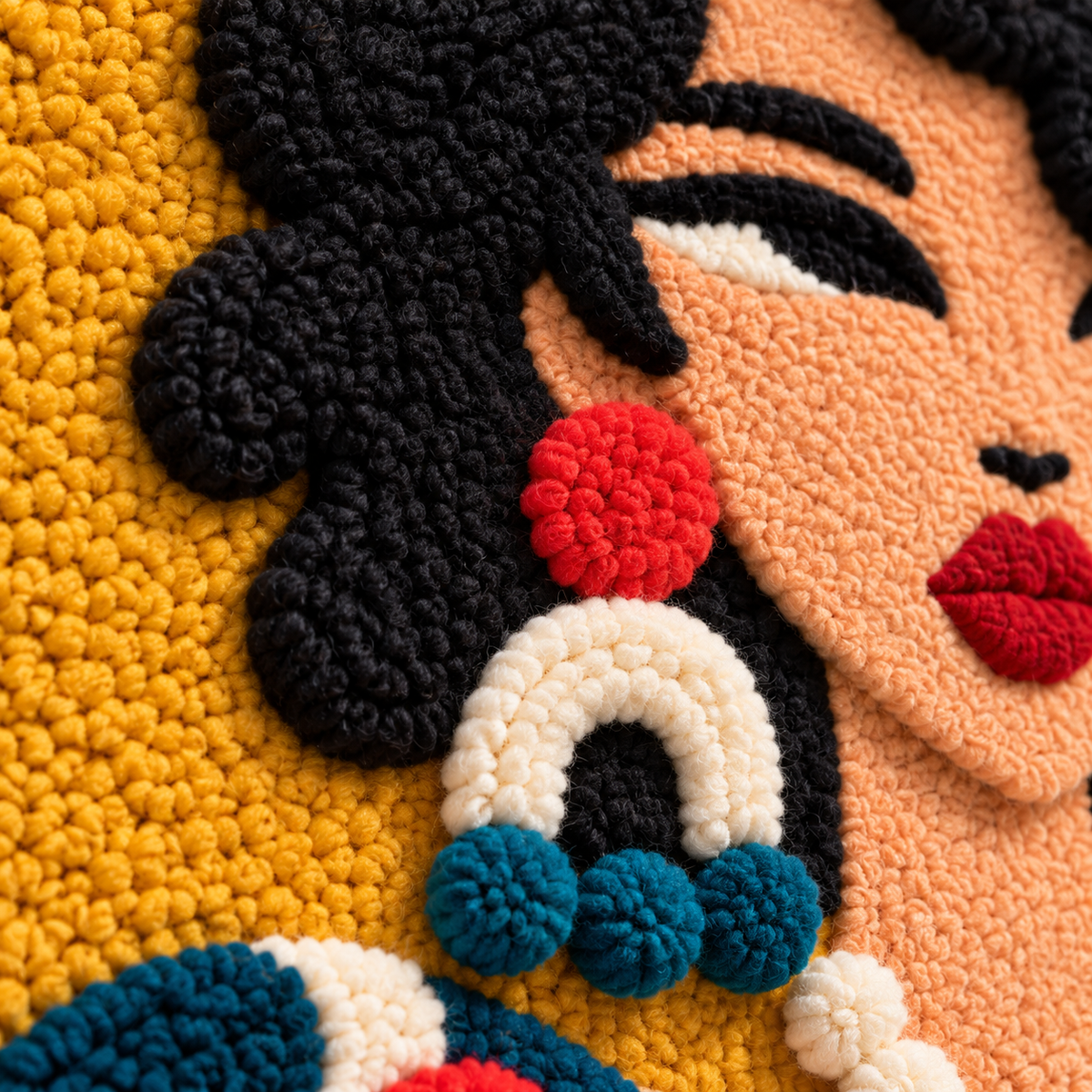 Golden Bloom Muse — tufted wool texture detail