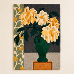 Golden Blooms in an Emerald Urn