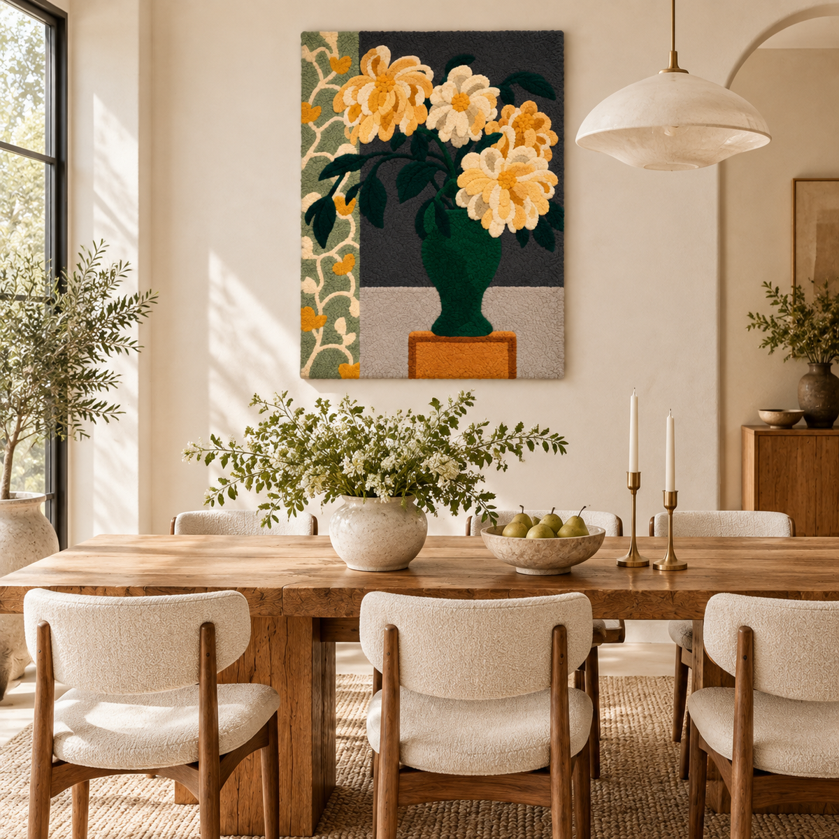 Golden Blooms in an Emerald Urn — room setting 2
